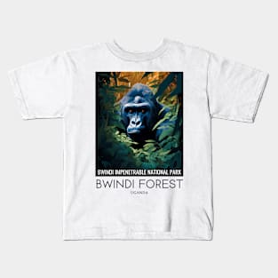 A Pop Art Travel Print of Bwindi Impenetrable National Park - Uganda Kids T-Shirt